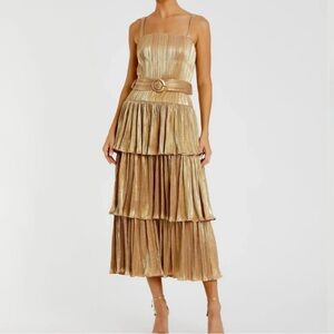 Mac Duggal Gold Tiered Dress NWT Size 2